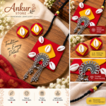 Red & Yellow Cowrie Shell Handmade Jewellery Set